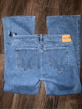 NWT Hollister Low Rise Boot Jeans 15S W32 L29 Light Wash Distressed Stretch